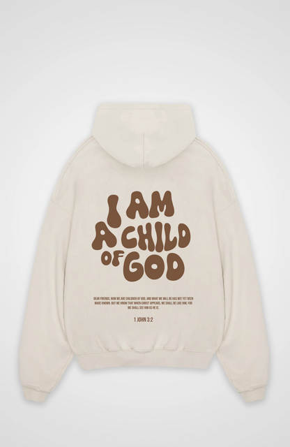 I'm a Child of God Oversized Hoodie - Beige Back (Designed)
