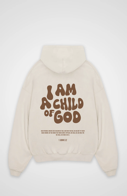 I'm a Child of God Oversized Hoodie - Beige Back (Designed)