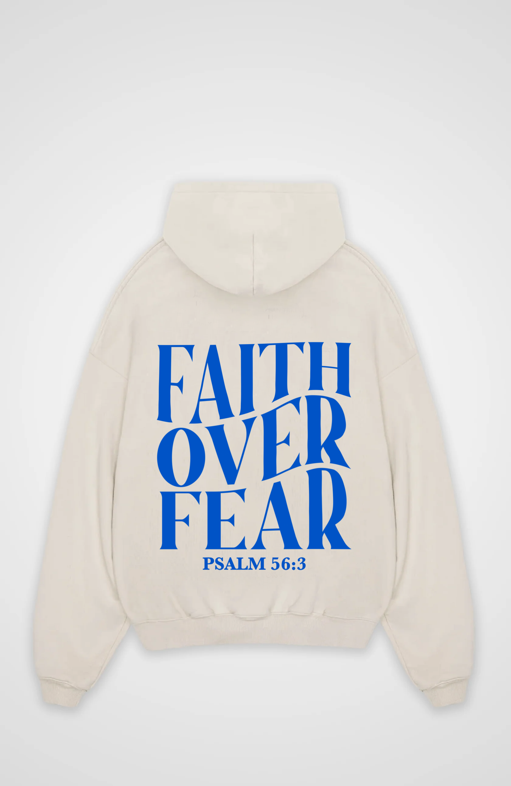 Faith over Fear Oversized Hoodie - Beige Back (Designed)