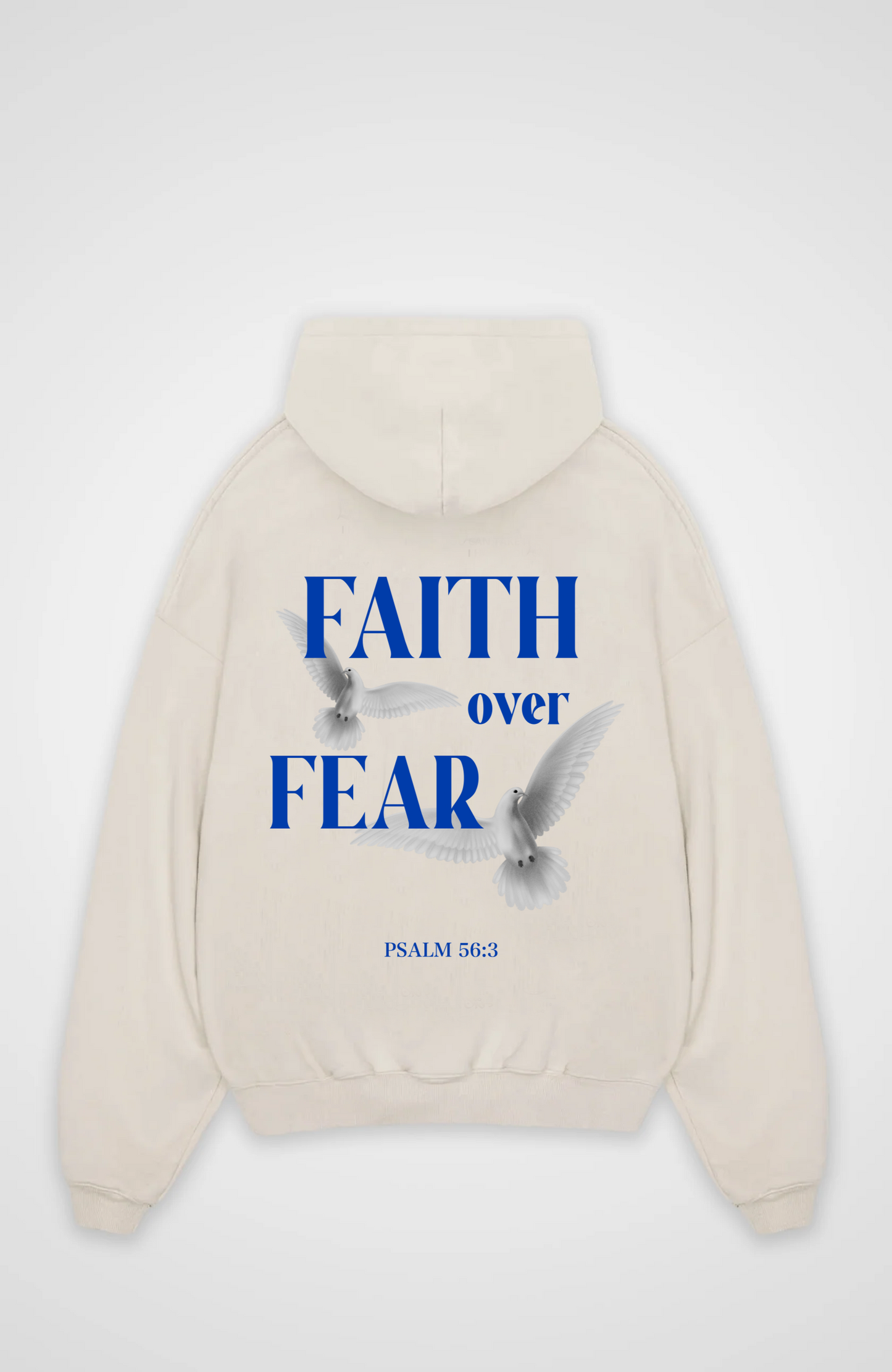Faith over Fear Oversized Hoodie - Beige Back (Designed)