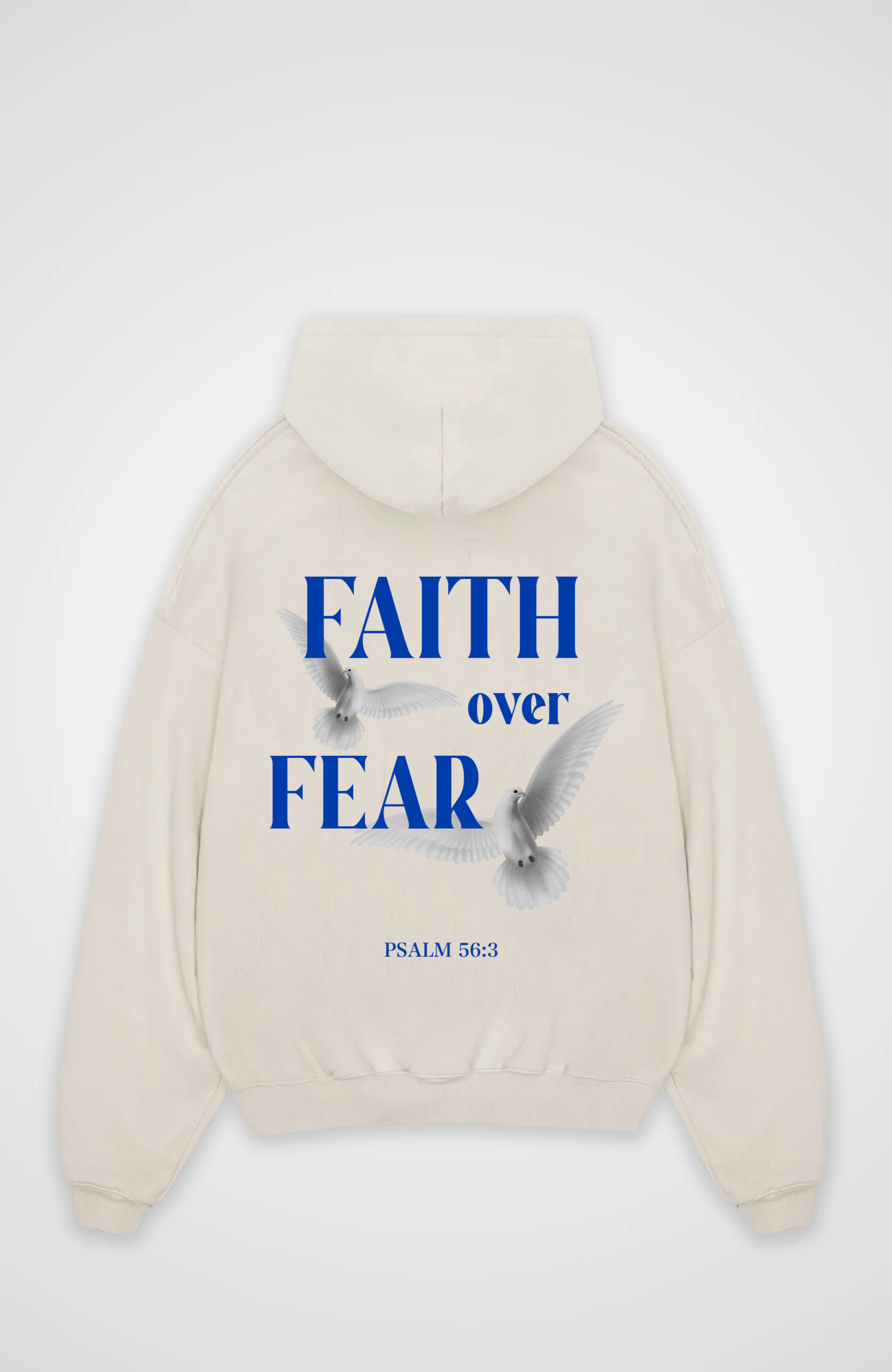 Faith over Fear Oversized Hoodie - Beige Back (Designed)