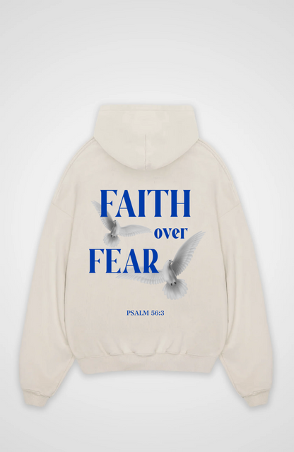 Faith over Fear Oversized Hoodie - Beige Back (Designed)