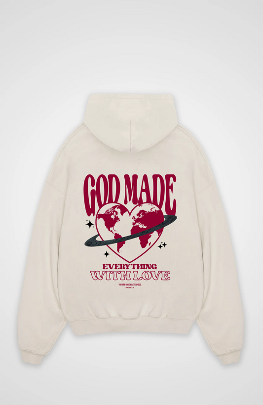 God Made Oversized Hoodie - Beige Back (Designed)