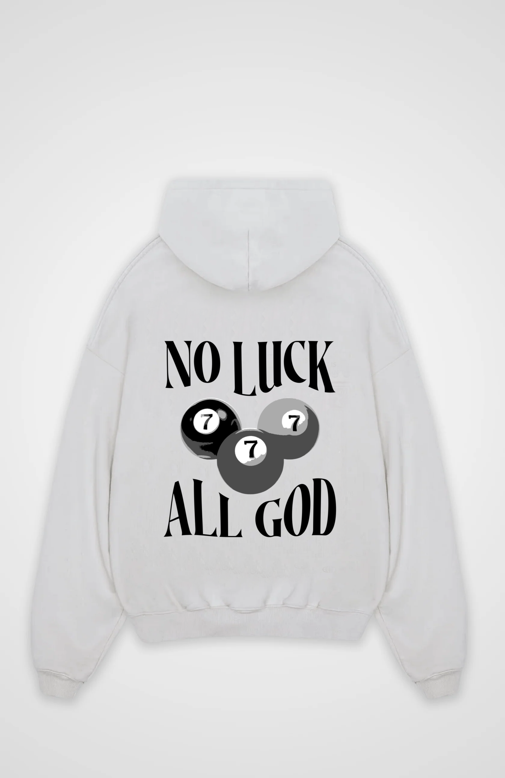 No luck all God Oversized Hoodie - White Back (Designed)