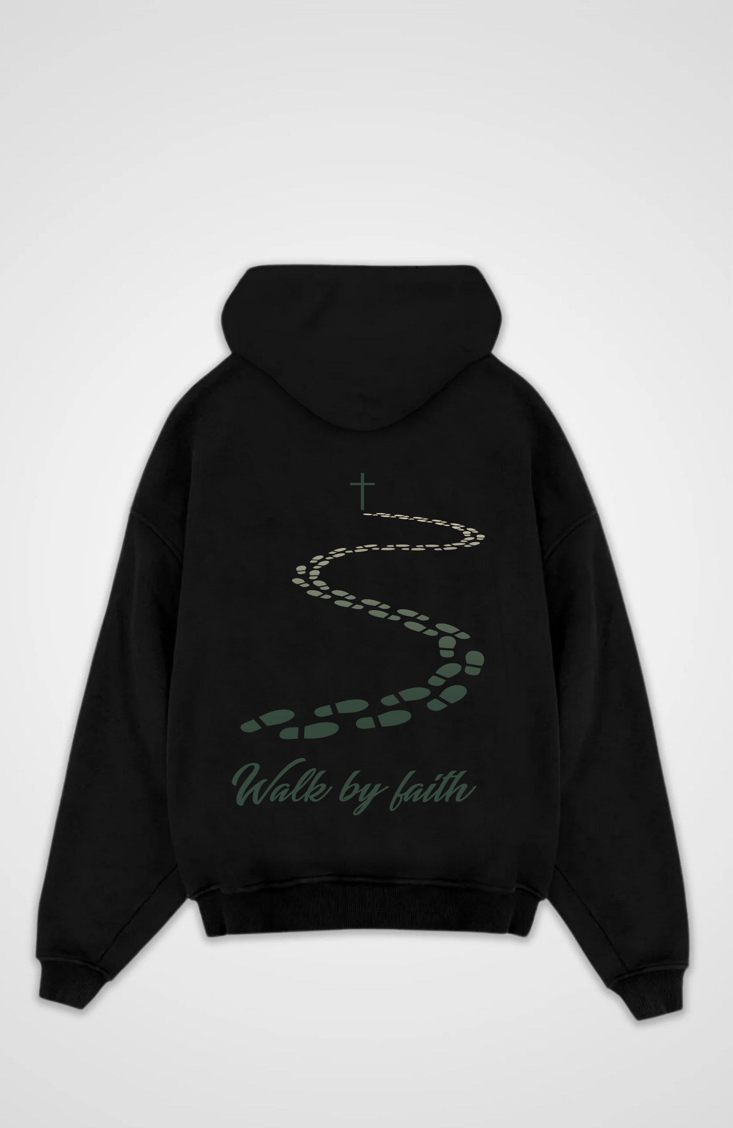 Walk by Faith Oversized Hoodie - Black Back (Designed)