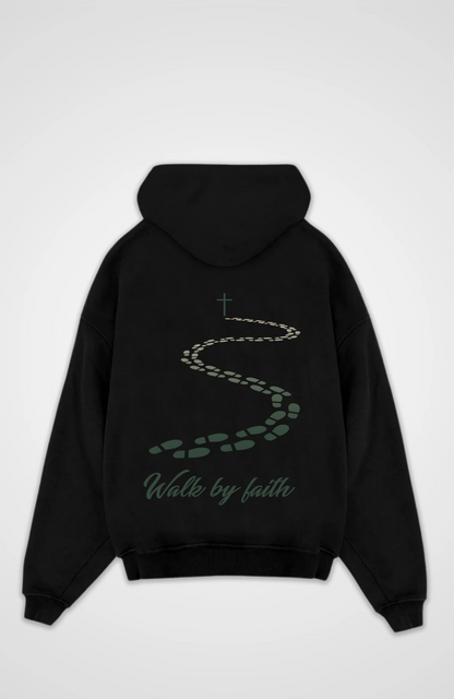 Walk by Faith Oversized Hoodie - Black Back (Designed)