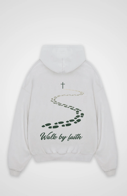 Walk by Faith Oversized Hoodie - White Back (Designed)