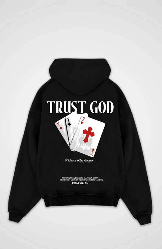 Trust God Oversized Hoodie - Black Back (Designed)