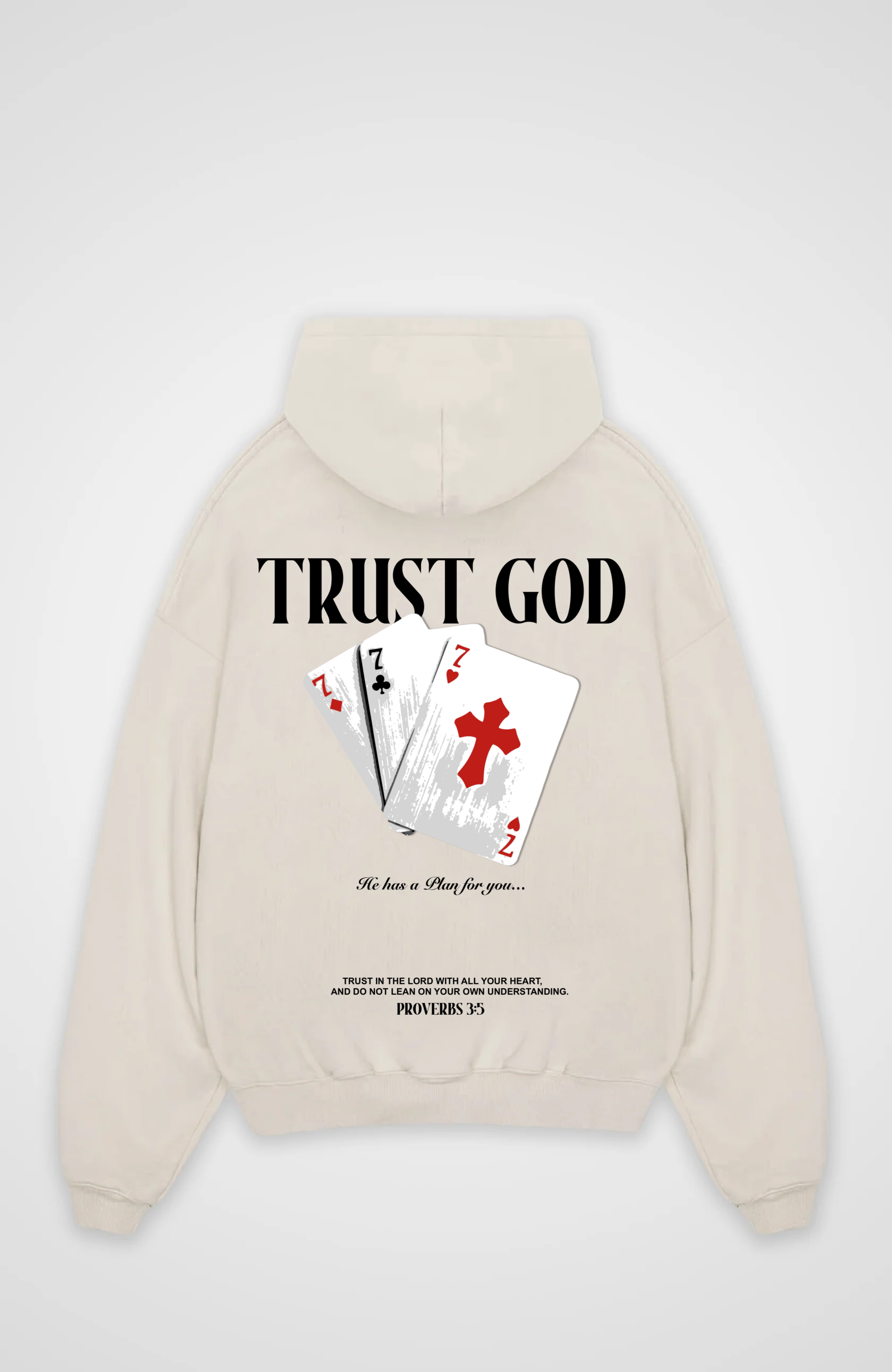 Trust God Oversized Hoodie - Beige Back (Designed)