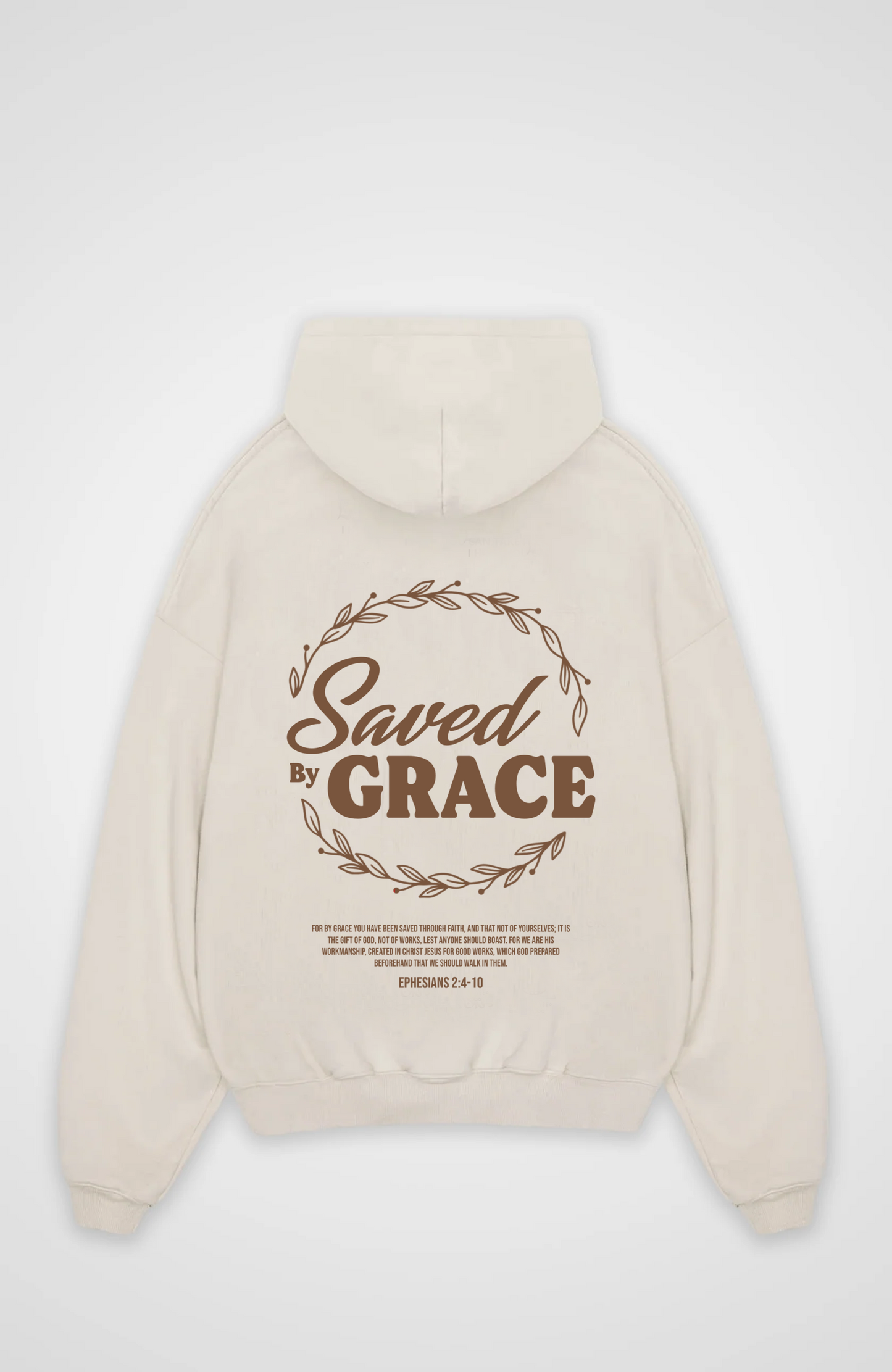 Saved by Grace Oversized Hoodie - Beige Back (Designed)