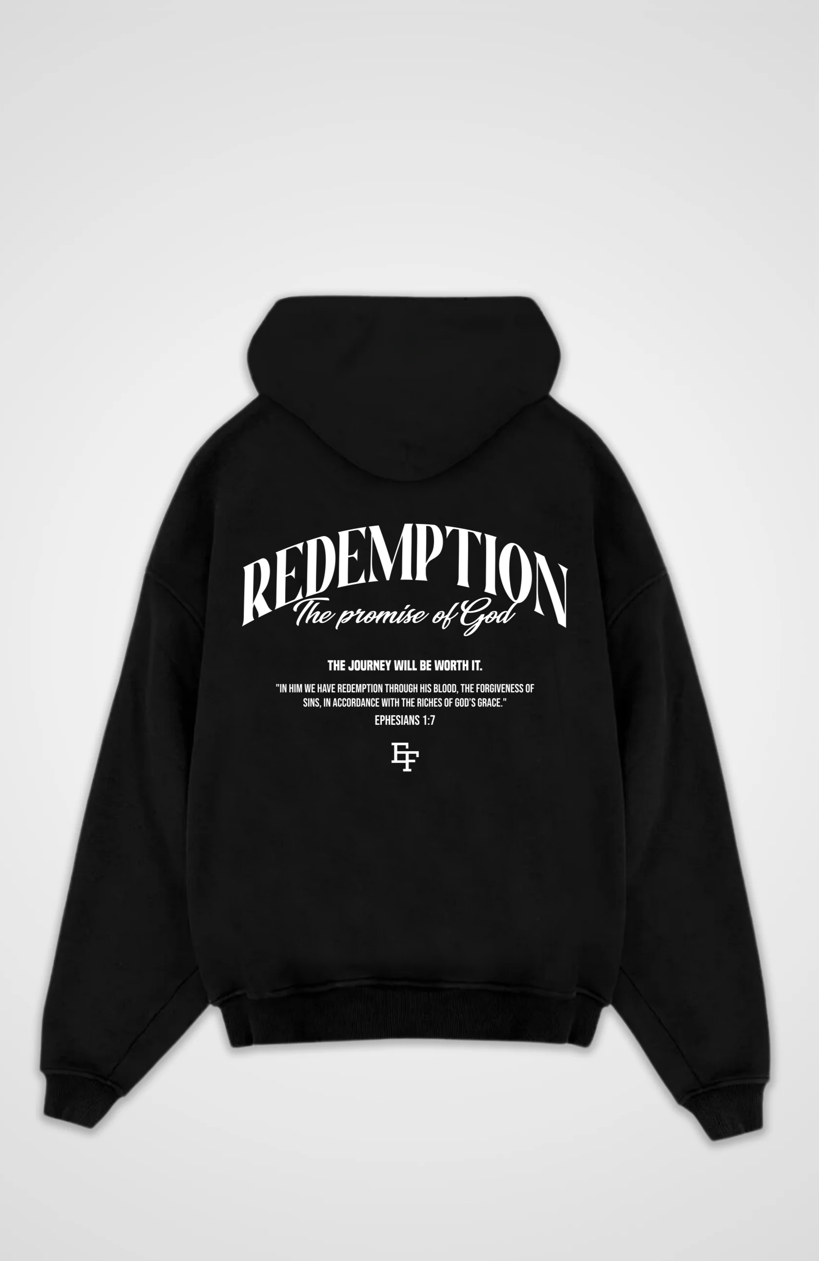 Redemption Oversized Hoodie - Black Back (Designed)