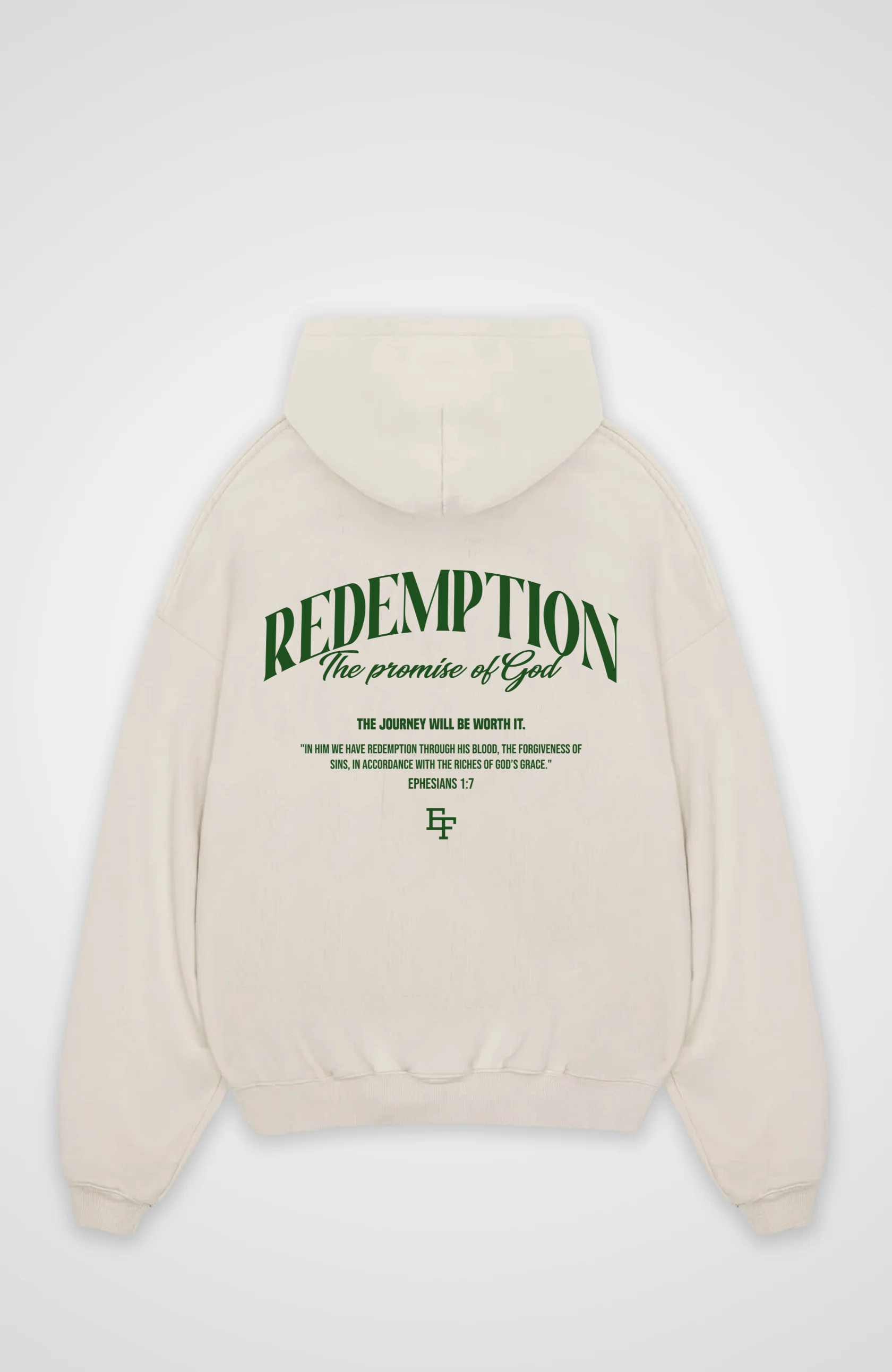 Redemption Oversized Hoodie - Beige Back (Designed)