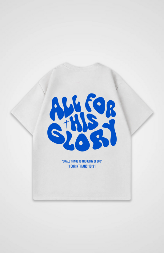 All for his Glory Blau Oversized Shirt Beginn