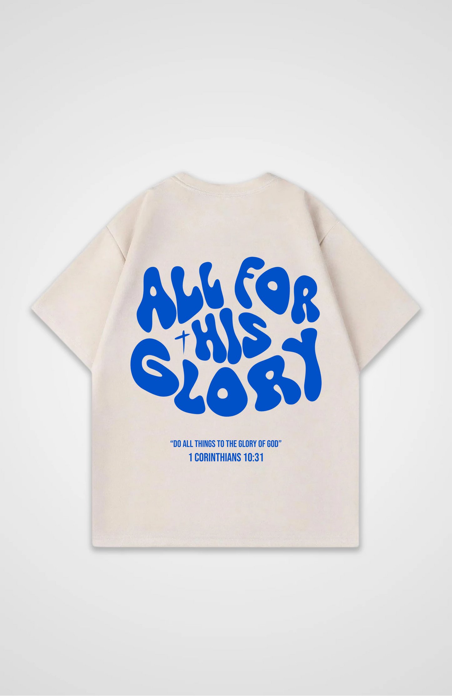 All for his Glory Blau Oversized Shirt Beginn