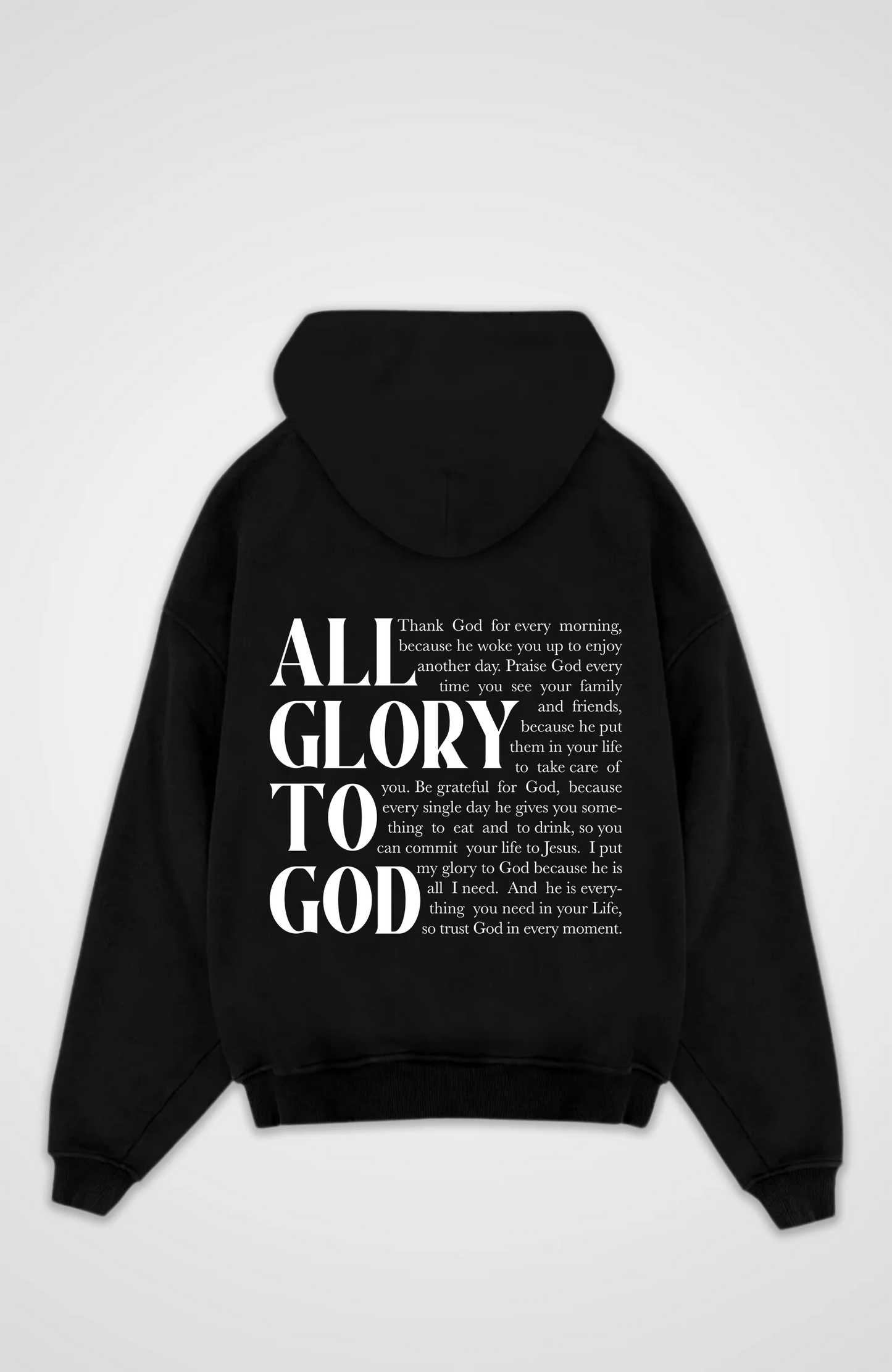 All Glory to God (Text) Weiß Oversized Hoodie