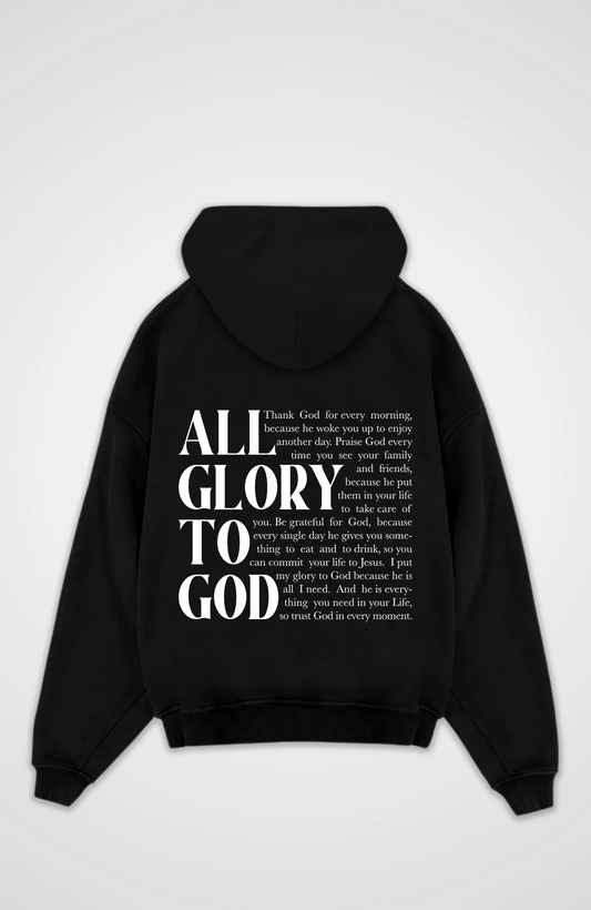 All Glory to God (Text) Weiß Oversized Hoodie