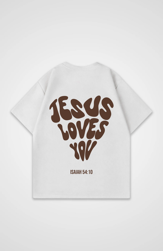 Jesus Loves You (Herz) Braun Oversized Shirt