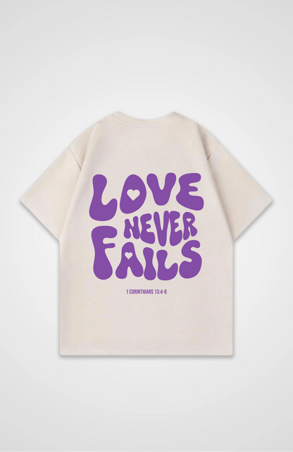 Love Never Fails Lila Oversized Shirt