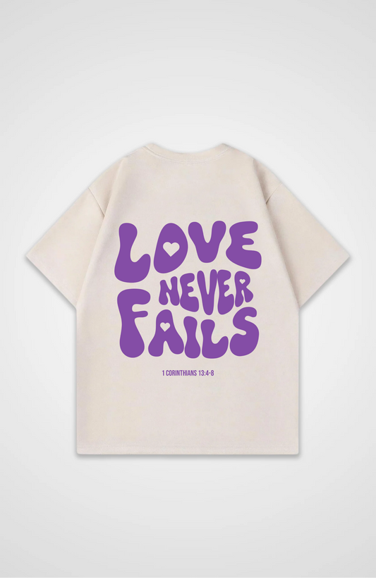 Love Never Fails Lila Oversized Shirt