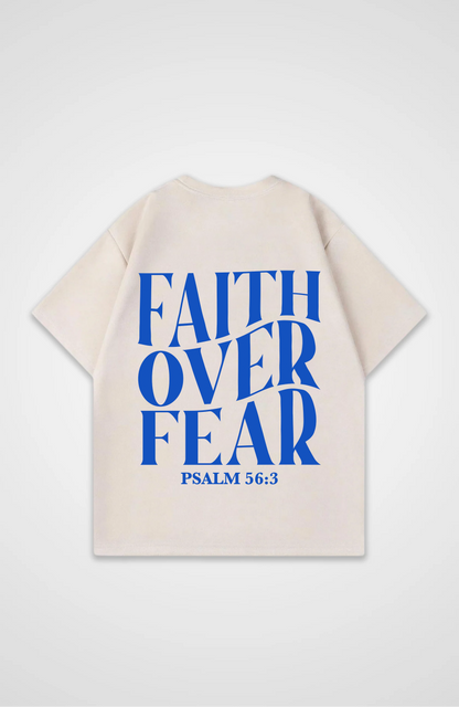 Faith Over Fear Blau Oversized Shirt