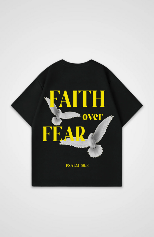 Faith Over Fear Vögel Gelb Oversized Shirt