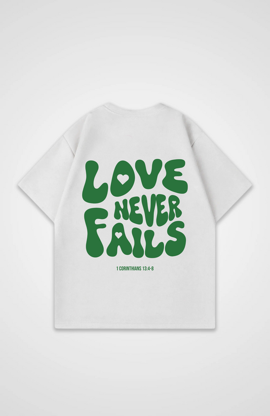 Love Never Fails Grün Oversized Shirt