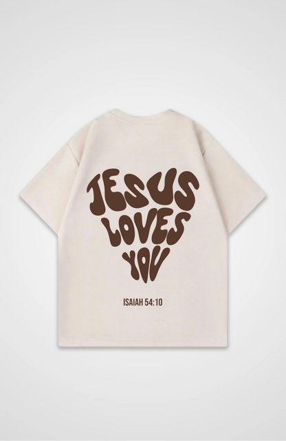 Jesus Loves You (Herz) Braun Oversized Shirt