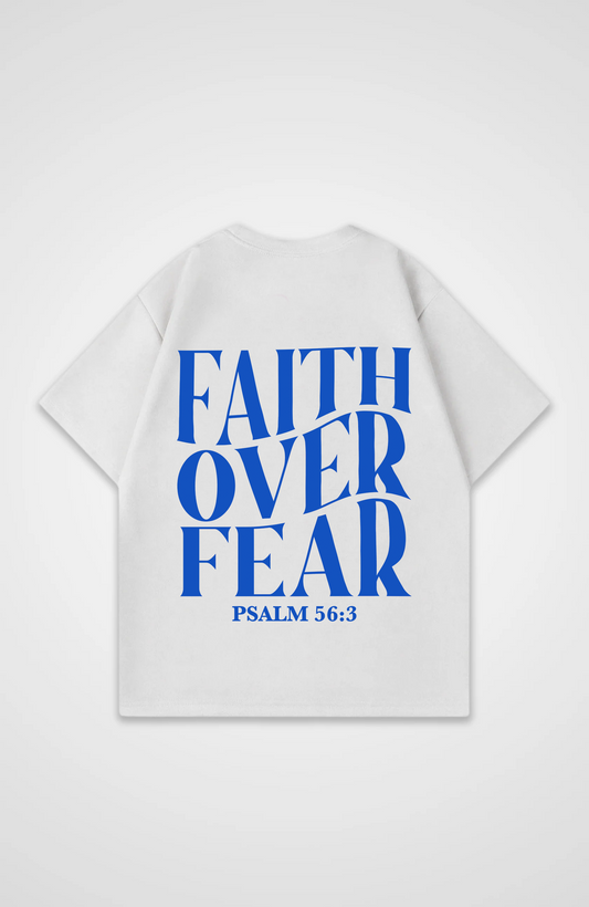 Faith Over Fear Blau Oversized Shirt