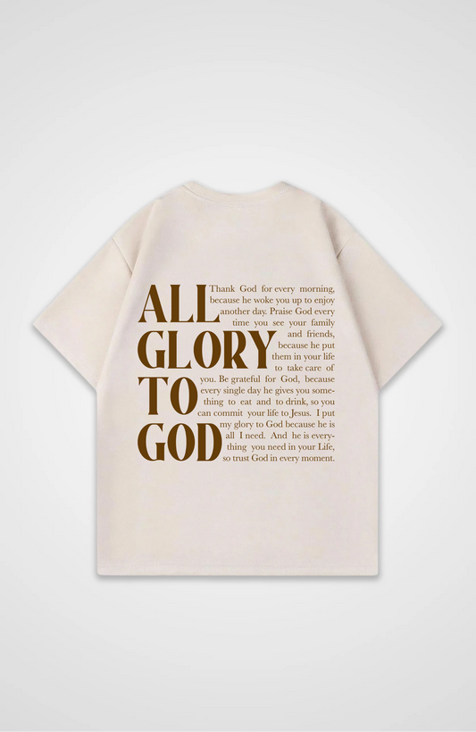 All for his Glory Text Braun Oversized Shirt
