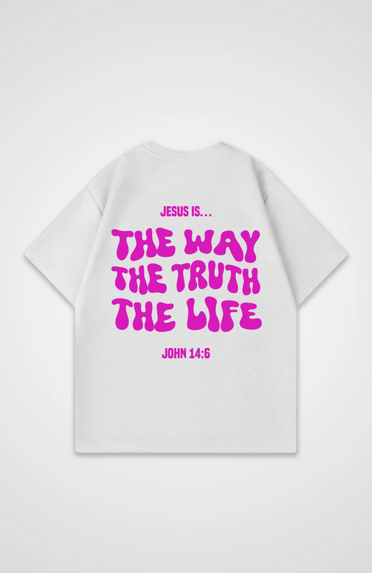 Jesus is the Way... Pink Oversized Shirt