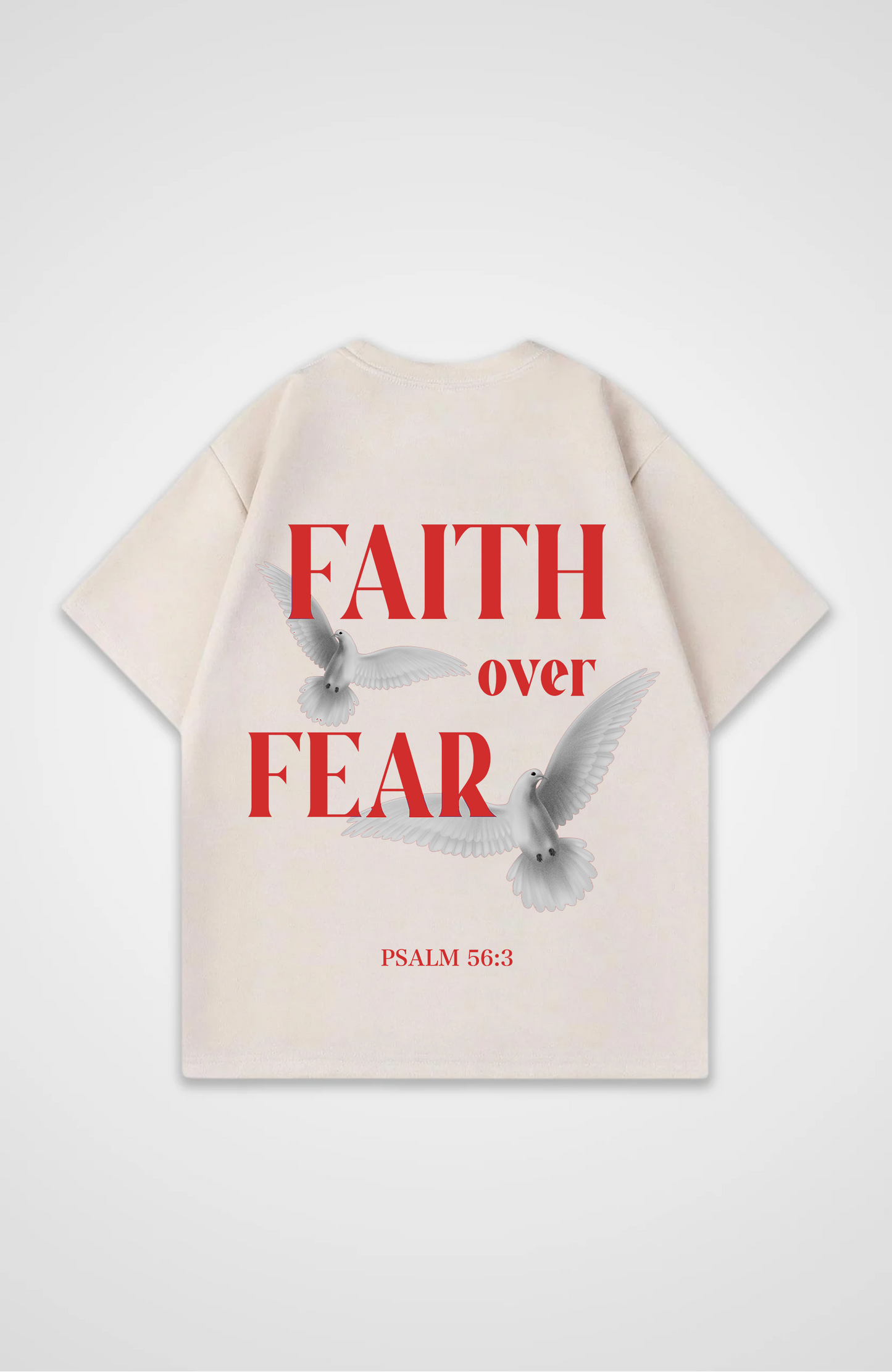 Faith Over Fear Vögel Rot Oversized Shirt