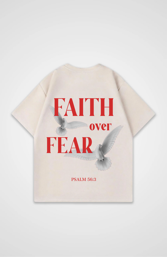 Faith Over Fear Vögel Rot Oversized Shirt