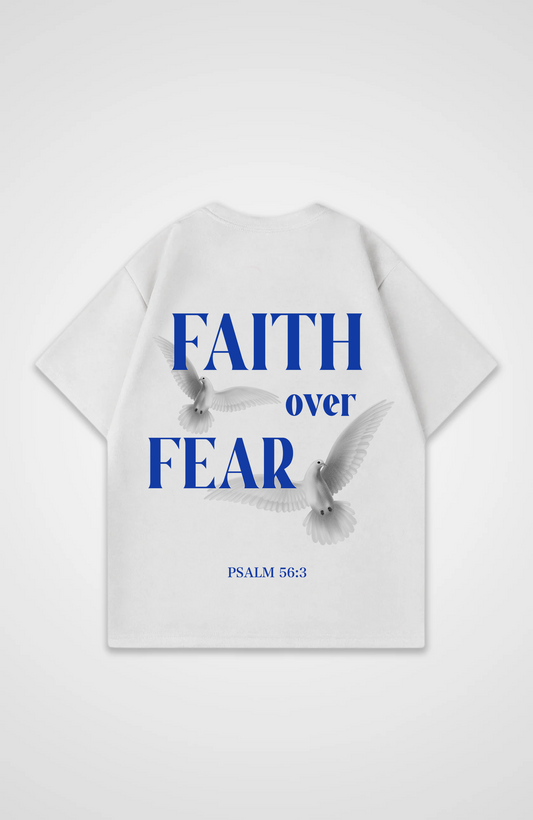 Faith Over Fear Vögel Blau Oversized Shirt