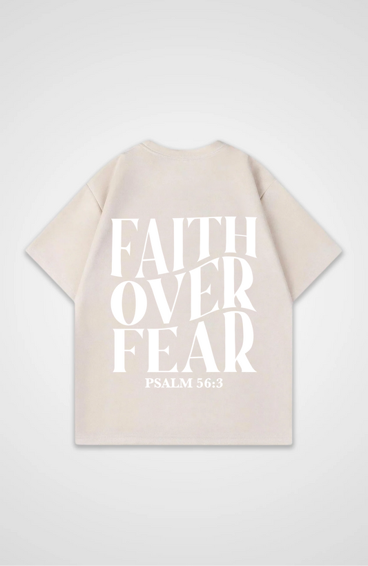 Faith Over Fear Weiß Oversized Shirt